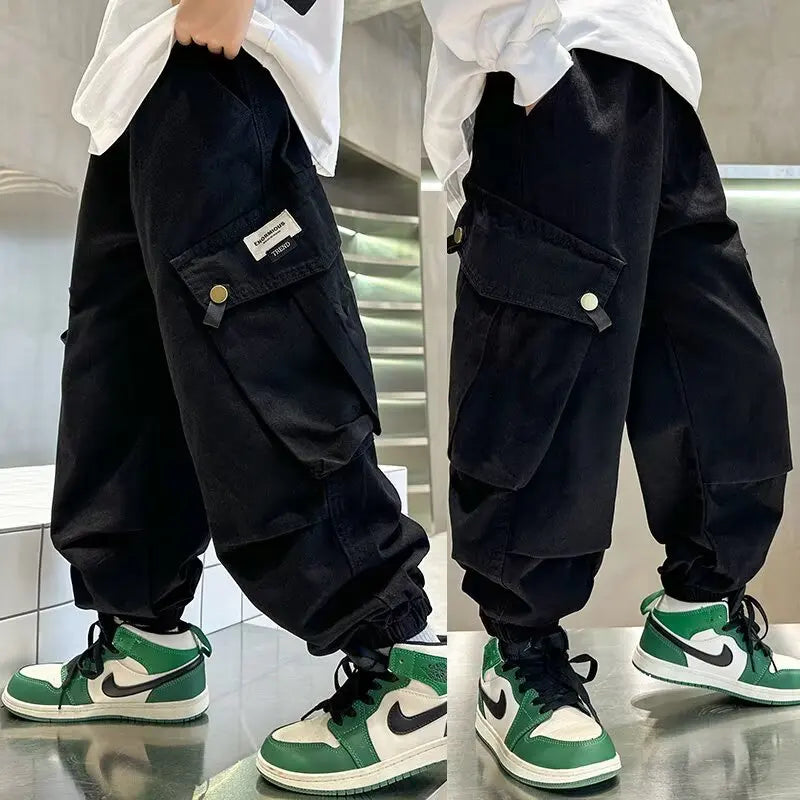 High Quality Boys Sweatpants Autumn Kids Casual Pants for Boy Korean Children's Clothes 2025 Spring Loose Cotton Red Trousers