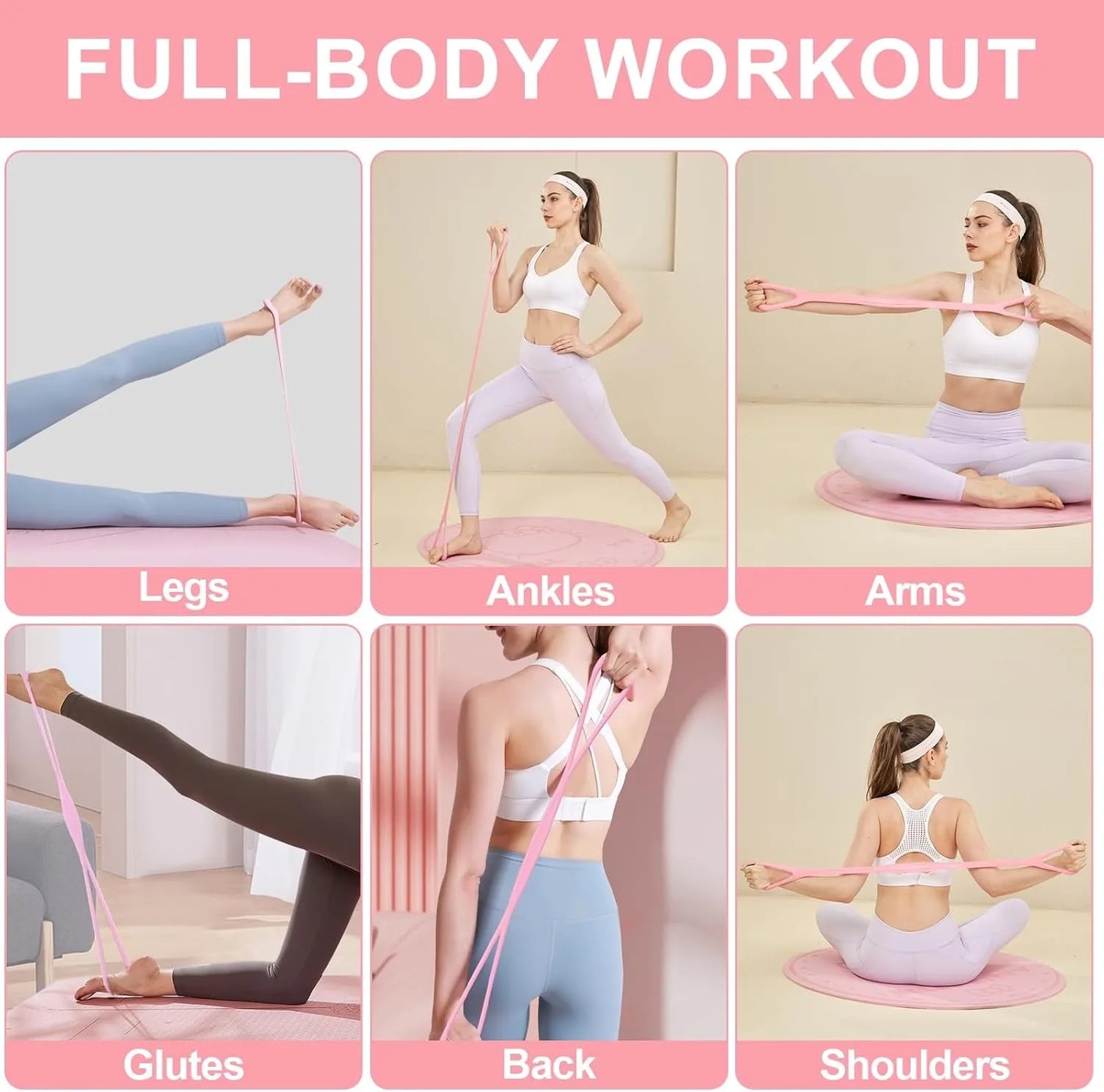 1pcs 8 Word Resistance Band for Women & Men, Elastic Chest Expander Rope for Yoga Gym Workout, Muscle Training for Arms Chest Back