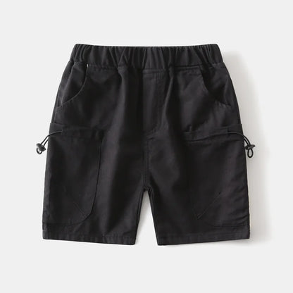Kids Boys Cargo Shorts Summer Cotton Casual Shorts with Drawstring Pockets Elastic Waist Children Knee Length Short Pants 2-10Yr