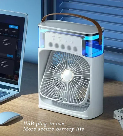 Lenovo Portable Air Conditioner Fan Mini USB Air Cooler Humidifier Water Mist Spray LED Night Light Desktop Cooling Fan
