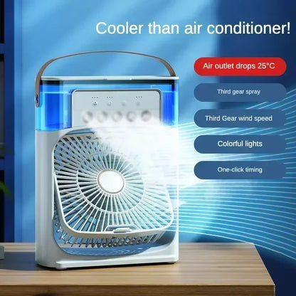 Lenovo Portable Air Conditioner Fan Mini USB Air Cooler Humidifier Water Mist Spray LED Night Light Desktop Cooling Fan