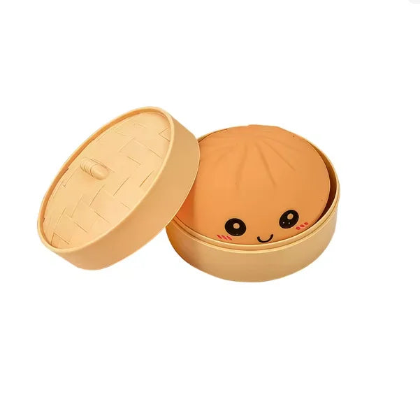 Colorful Dumpling Squishy Stress Relief Ball With Bamboo Steamer Soft Rebound Squeeze Fidget Sensory Toy Funny Creative Gift