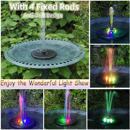 Solar Fountain Pump Outdoor Garden Automatic Water Spray with LED Lights Solar Powered Fountain for Yard, Pond, Bird Bath