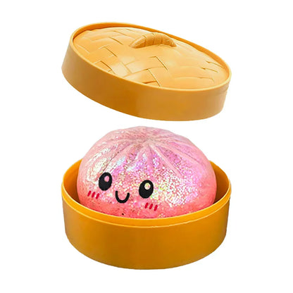 Colorful 6 Styles Glitter Dumpling Glitter Dumpling Squishy with Box Dumplings Sensory Squeeze Toy for Stress Relief Toys