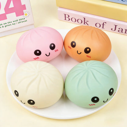 Colorful Dumpling Squishy Stress Relief Ball With Bamboo Steamer Soft Rebound Squeeze Fidget Sensory Toy Funny Creative Gift