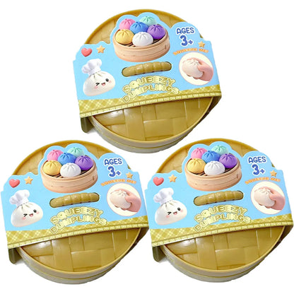 Colorful 6 Styles Glitter Dumpling Glitter Dumpling Squishy with Box Dumplings Sensory Squeeze Toy for Stress Relief Toys