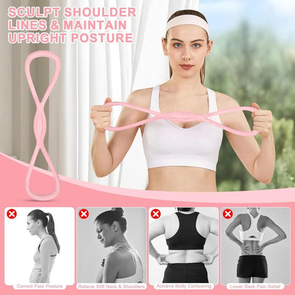 1pcs 8 Word Resistance Band for Women & Men, Elastic Chest Expander Rope for Yoga Gym Workout, Muscle Training for Arms Chest Back