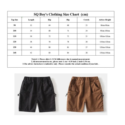 Kids Boys Cargo Shorts Summer Cotton Casual Shorts with Drawstring Pockets Elastic Waist Children Knee Length Short Pants 2-10Yr