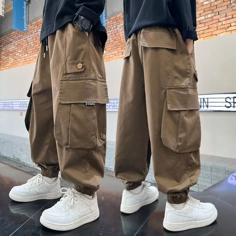 High Quality Boys Sweatpants Autumn Kids Casual Pants for Boy Korean Children's Clothes 2025 Spring Loose Cotton Red Trousers