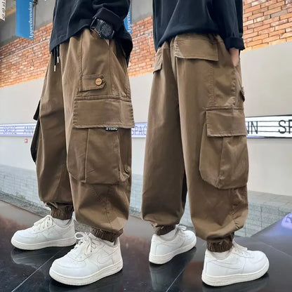 High Quality Boys Sweatpants Autumn Kids Casual Pants for Boy Korean Children's Clothes 2025 Spring Loose Cotton Red Trousers