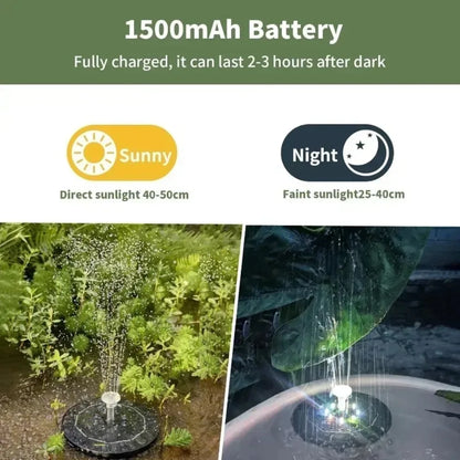 Solar Fountain Pump Outdoor Garden Automatic Water Spray with LED Lights Solar Powered Fountain for Yard, Pond, Bird Bath