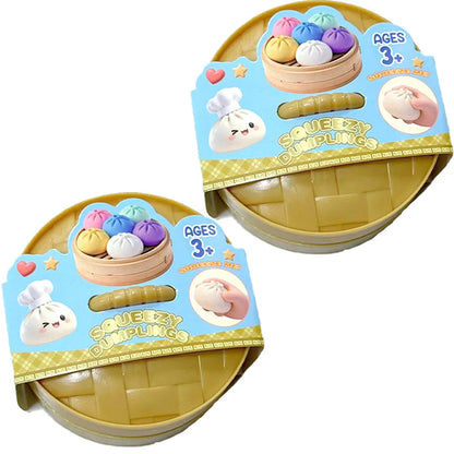 Colorful 6 Styles Glitter Dumpling Glitter Dumpling Squishy with Box Dumplings Sensory Squeeze Toy for Stress Relief Toys