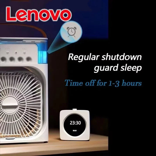 Lenovo Portable Air Conditioner Fan Mini USB Air Cooler Humidifier Water Mist Spray LED Night Light Desktop Cooling Fan