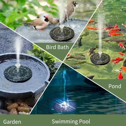 Solar Fountain Pump Outdoor Garden Automatic Water Spray with LED Lights Solar Powered Fountain for Yard, Pond, Bird Bath