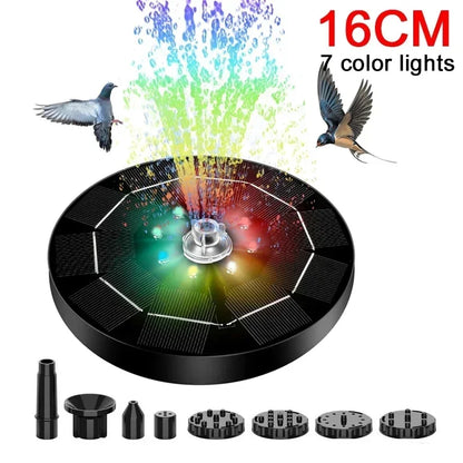 Solar Fountain Pump Outdoor Garden Automatic Water Spray with LED Lights Solar Powered Fountain for Yard, Pond, Bird Bath