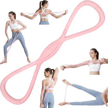 1pcs 8 Word Resistance Band for Women & Men, Elastic Chest Expander Rope for Yoga Gym Workout, Muscle Training for Arms Chest Back