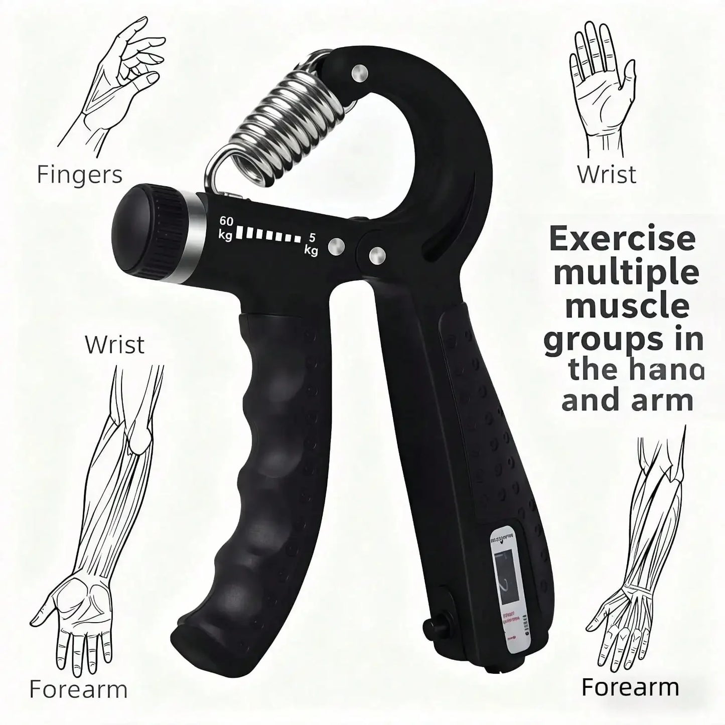 Adjustable Grip Strengthener With Counter, Hand Exerciser For Muscle Building, Professional Forearm & Finger Trainer