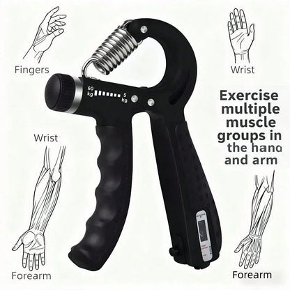 Adjustable Grip Strengthener With Counter, Hand Exerciser For Muscle Building, Professional Forearm & Finger Trainer