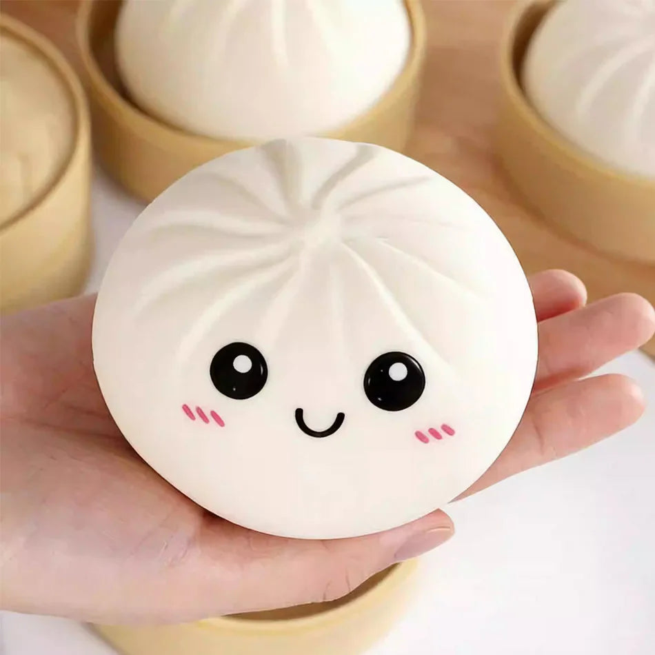 Colorful Dumpling Squishy Stress Relief Ball With Bamboo Steamer Soft Rebound Squeeze Fidget Sensory Toy Funny Creative Gift